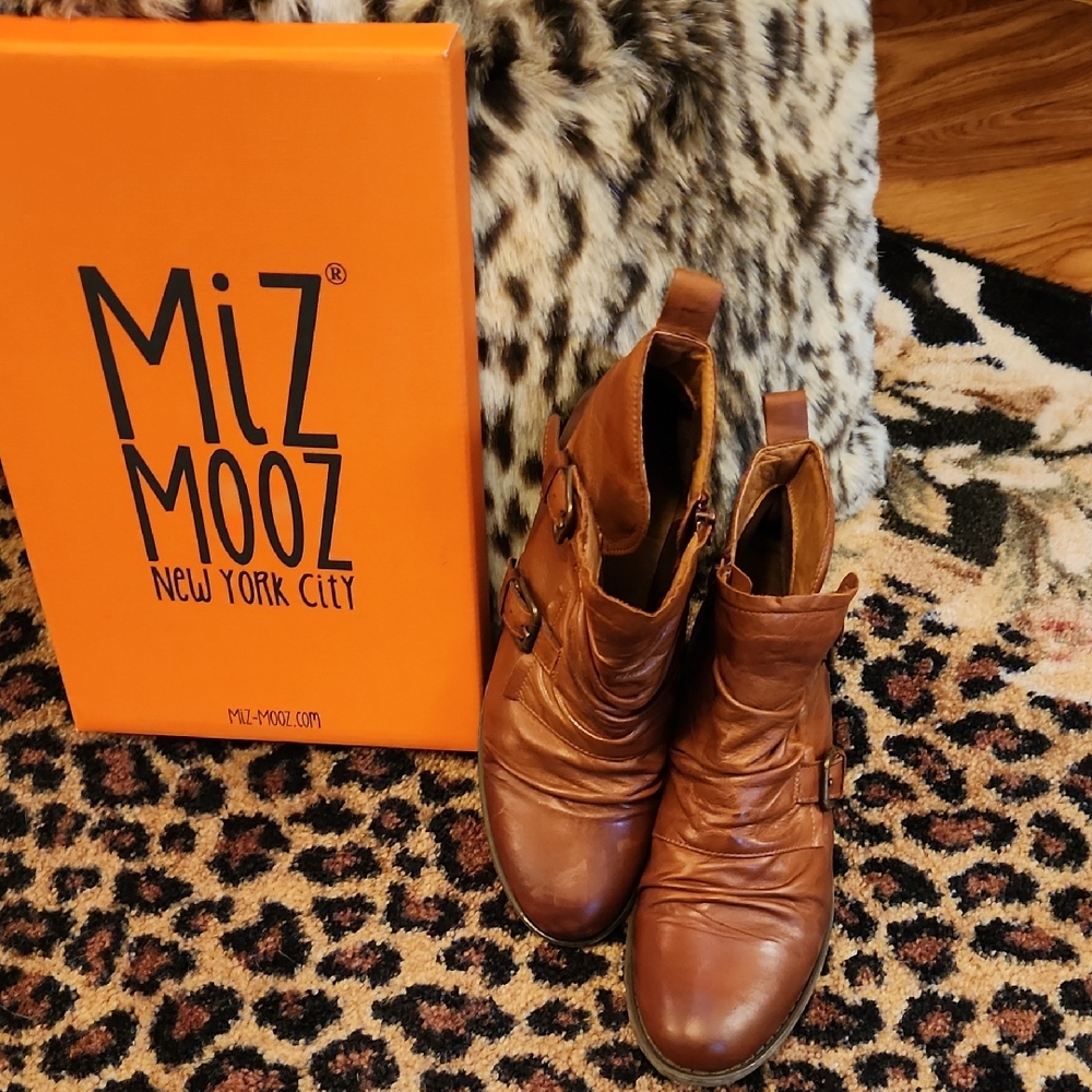 Miz Mooz Chestnut Leather Ankle Boots